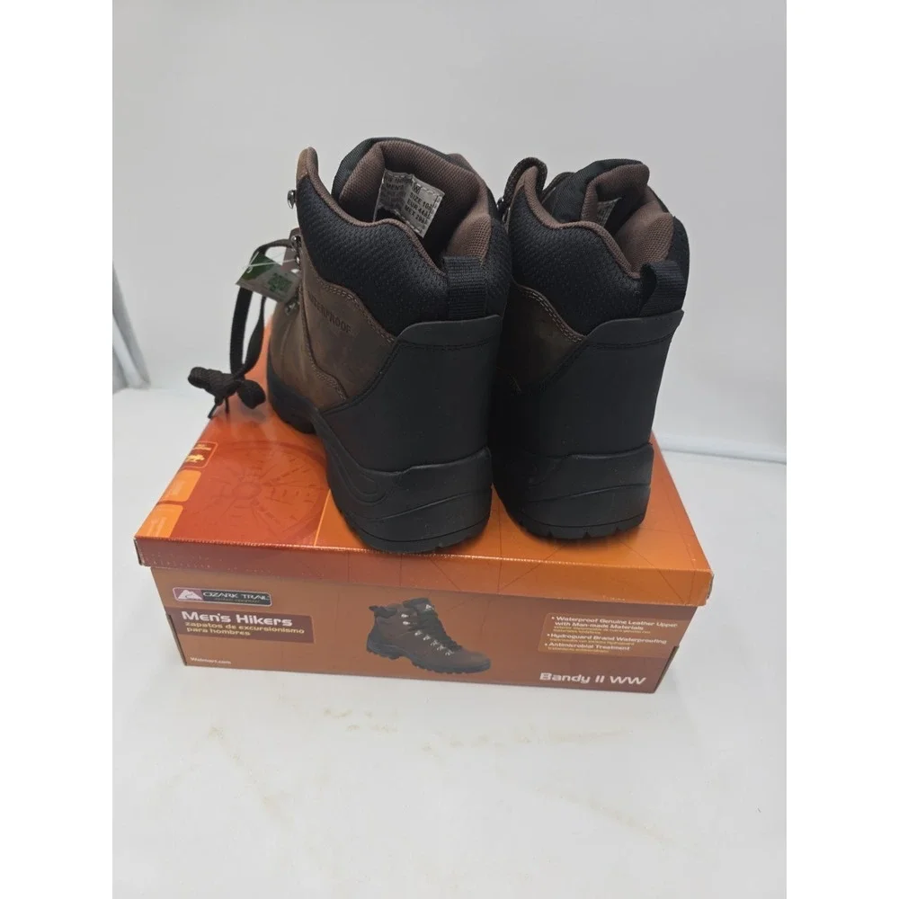 Mens Brown Leather Sneakers 10.5 W Ozark Trail Hiking Shoes NEW